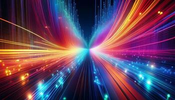 Vibrant Light Trails Create a Mesmerizing Tunnel Effect at Night With Vivid Colors and Dynamic Energy photo