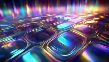 Colorful Abstract Reflection on Glossy Surface With Vibrant Lighting Effects in a Digital Art Composition photo