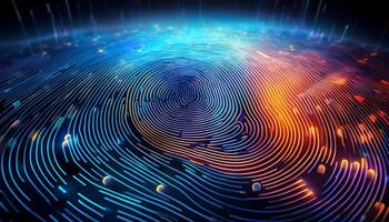 Digital Fingerprint Pattern Illuminated by Vibrant Colors in a Futuristic Design With a Tech-Inspired Aesthetic photo