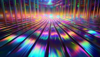 Colorful Reflections and Patterns Created by Light on a Shiny Surface in a Vibrant Environment photo