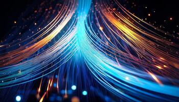 Vibrant Stream of Colorful Light Trails Creating Dynamic Patterns and Energy in a Dark Setting photo