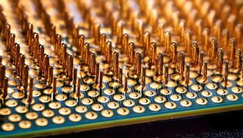 Close-up View of a Computer Microprocessor Showcasing Intricate Pin and Contact Design for Efficient Electronic Connections photo