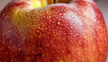 Close-up View of a Fresh Apple With Droplets of Water on Its Surface Highlighting Freshness and Natural Beauty photo