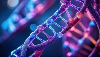Detailed Visualization of a DNA Double Helix Showcasing Colorful Molecular Structures in a Laboratory Setting photo
