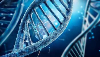Detailed Close-Up View of DNA Structure Highlighting Its Double Helix Shape and Molecular Complexity in a Digital Rendering photo