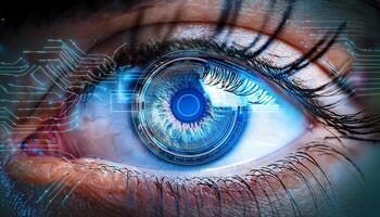 Eye With Advanced Technology Elements Showcasing Futuristic Design and Digital Interface Concepts photo