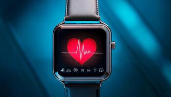 Smartwatch Displays Heart Rate Data With Vibrant Colors in a Modern Setting photo