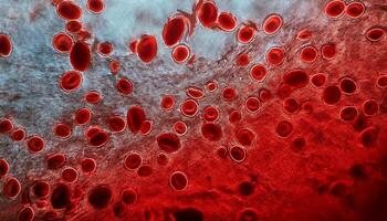 Red Blood Cells Under Microscope Near the Surface of a Human Tissue During Research Analysis in a Laboratory Setting photo