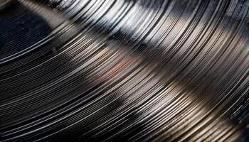 Close-up View of a Vinyl Record Reflecting Light in a Warm, Cozy Room During the Afternoon photo