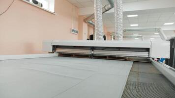 CNC machine for cutting fabrics textile materials and leather, laser marking and measurement. Modern footwear production. 14 video