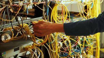 Networking service. network engineer administrator checking server hardware equipment of data center 5 video