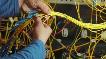Networking service. network engineer administrator checking server hardware equipment of data center 11 video