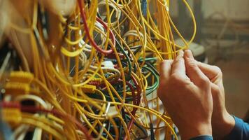 Networking service. network engineer administrator checking server hardware equipment of data center 8 video