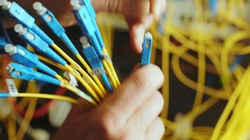 Networking service. network engineer administrator checking server hardware equipment of data center 12 video