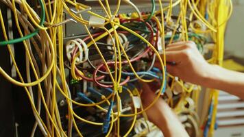 Networking service. network engineer administrator checking server hardware equipment of data center 6 video