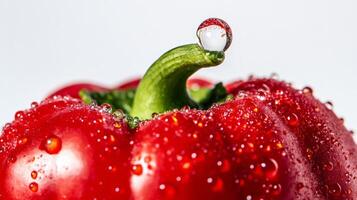 Water Drops on a Red Pepper. photo