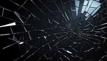 Cracked Glass Texture with Sharp Fragments and Radial Pattern photo
