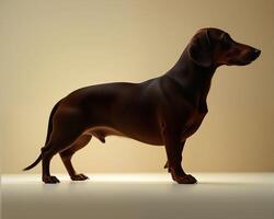 Realistic Illustration of a Standing Dachshund with Subtle Lighting photo