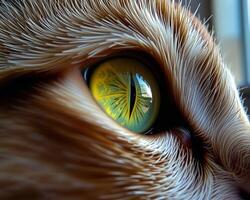 Close-Up of a Cat's Eye Showcasing Intricate Color Patterns and Detail photo