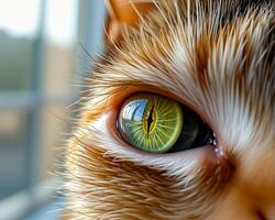 Close-Up of Cat Eye with Intricate Details and Vivid Colors photo