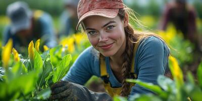 farmer supervising a sustainable agricultural project photo