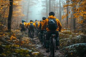 A physically challenged cyclist overcomes obstacles on a scenic trail, proving empowerment and agility photo