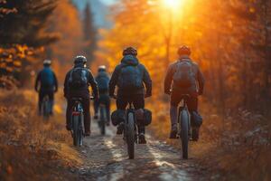 A determined hero on a bike races along a scenic trail, showcasing strength, endurance, and adaptability photo