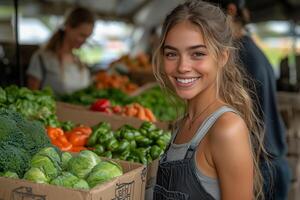 a woman organizing a community food distribution photo