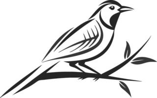 Simple Line Drawing of a Bird Modern and Minimalist Black and White Design vector