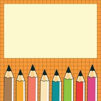 illustration featuring colored pencils and a blank space for text flat illustration. vector