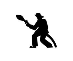 a silhouette of a man with a fire vector