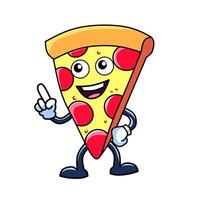 a cartoon slice of pizza character with arms and legs vector