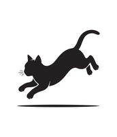 a black cat running on a white background vector