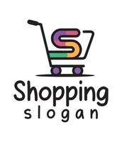 custom slogan shopping cart logo design vector
