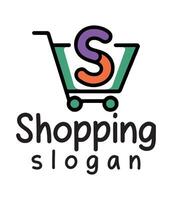 custom text shopping cart logo design vector