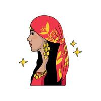 Woman in a headscarf. Gypsy with headscarf icon isolated vector
