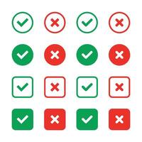 Right or wrong icons. Yes and Cross icon set. vector