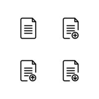 File icon set. Document icon. Add, Upload and Download file icon. vector