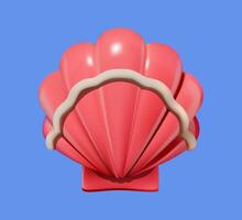 3D cartoon clam seashell illustration for summer vector