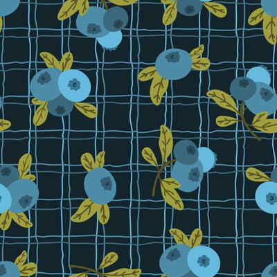 blueberries, blueberries checkered seamless pattern. fresh edible berries, forest berries texture