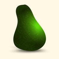 A single, whole avocado with a dark green textured skin and a glowing highlight sits against a soft, neutral background and design vector