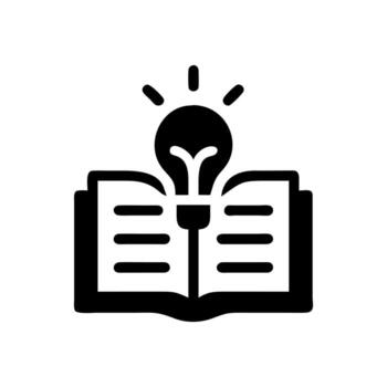 Open book with a lightbulb above icon design vector