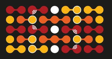 colorful retro style poster with circular shapes on brown bg vector
