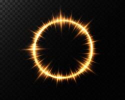 A vibrant golden circle adorned with sparkling effects vector