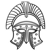 ancient roman helmet illustration with decorative crest and metalwork details vector