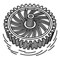Spinning gear illustration mechanical rotation, engineering design, technical machine concept vector