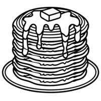 Stack of pancakes with butter and syrup dripping delicious breakfast food art vector