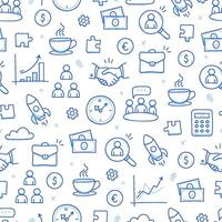 Business job icon doodle seamless pattern background. Business teamwork, office, career concept doodle line sketch style pattern with money, rocket, calculator element. vector