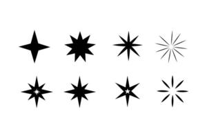 Shine and sparkle stars icon on light background. Clean symbol. Bright, star, lightning, astronomy, glowing light, twinkle effect. Outline, flat and colored style. Flat design vector