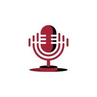 Minimalist podcast logo featuring a microphone and sound wave design vector